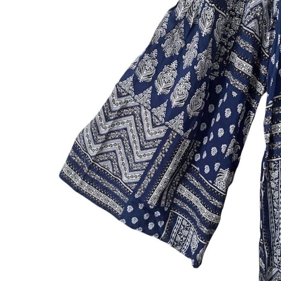 NEW Cotton Bleu Boho Lace Up Cotton Top - Picture 8 of 9